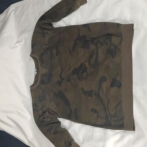 Umgee Camo Long Sleeve Dress Brown and Green Women Size Medium